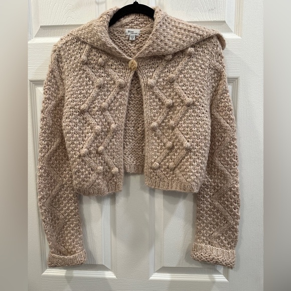 Mimi Maternity Sweaters - mimi maternity cropped chunky cardigan crochet barbiecore sweater size M pink